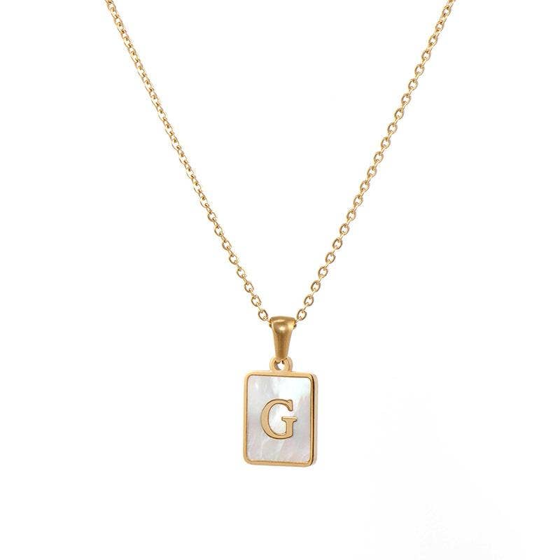 Square Initial 18K Gold-plated Stainless Steel Necklace