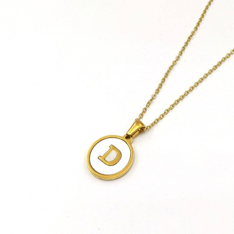 Round Initial 18K Gold-Plated Stainless Steel Necklace