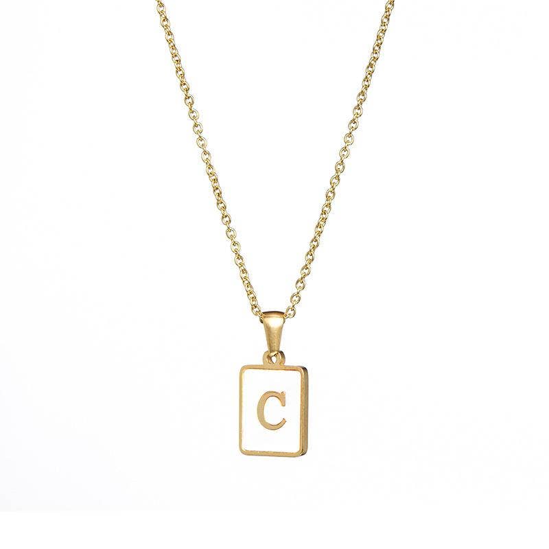 Square Initial 18K Gold-plated Stainless Steel Necklace