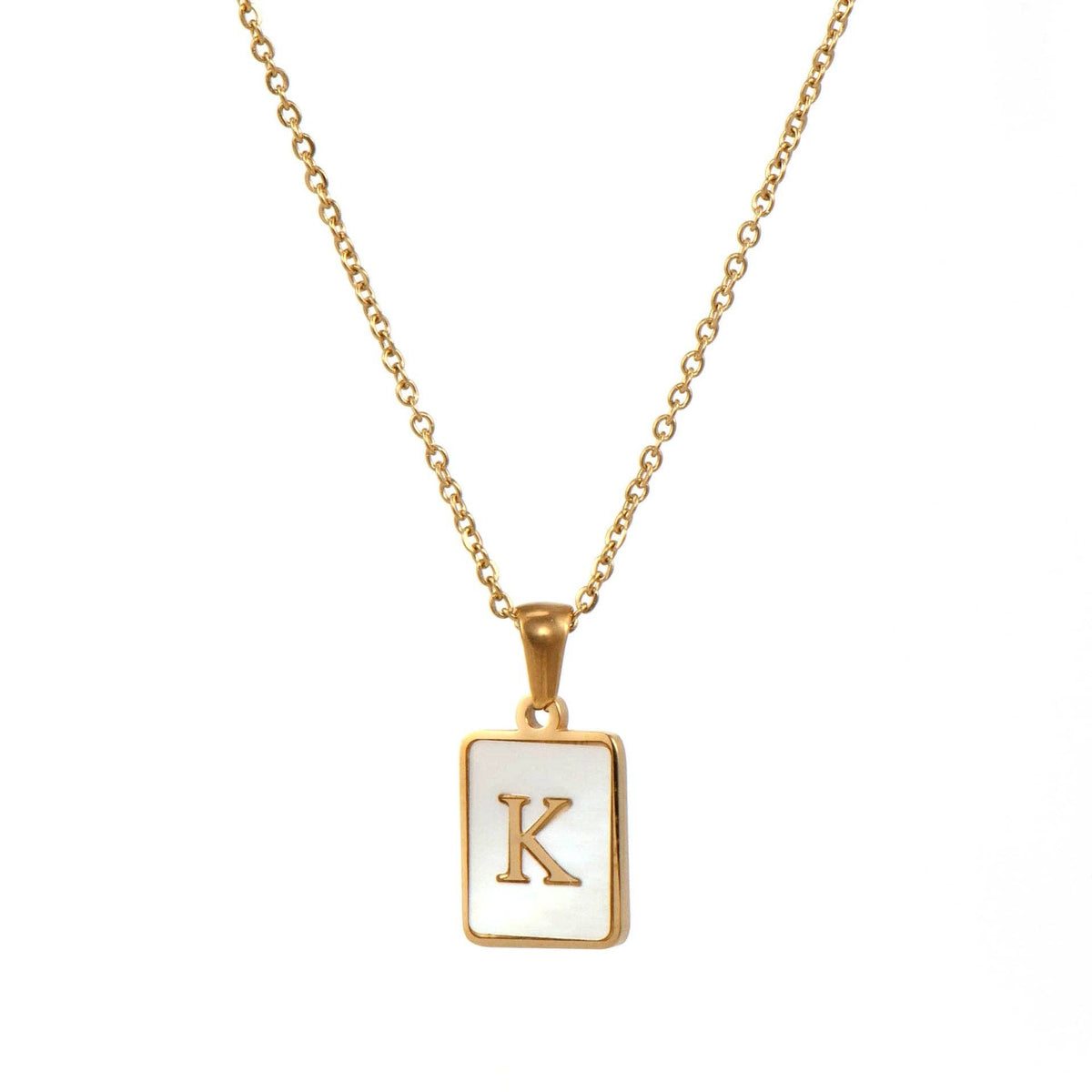 Square Initial 18K Gold-plated Stainless Steel Necklace