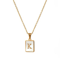 Square Initial 18K Gold-plated Stainless Steel Necklace