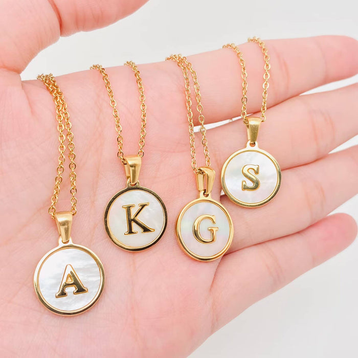 Round Initial 18K Gold-Plated Stainless Steel Necklace