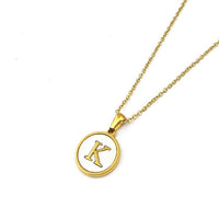 Round Initial 18K Gold-Plated Stainless Steel Necklace