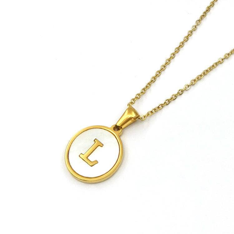 Round Initial 18K Gold-Plated Stainless Steel Necklace