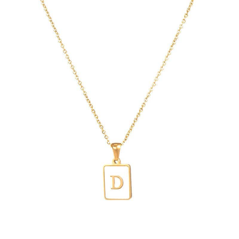 Square Initial 18K Gold-plated Stainless Steel Necklace