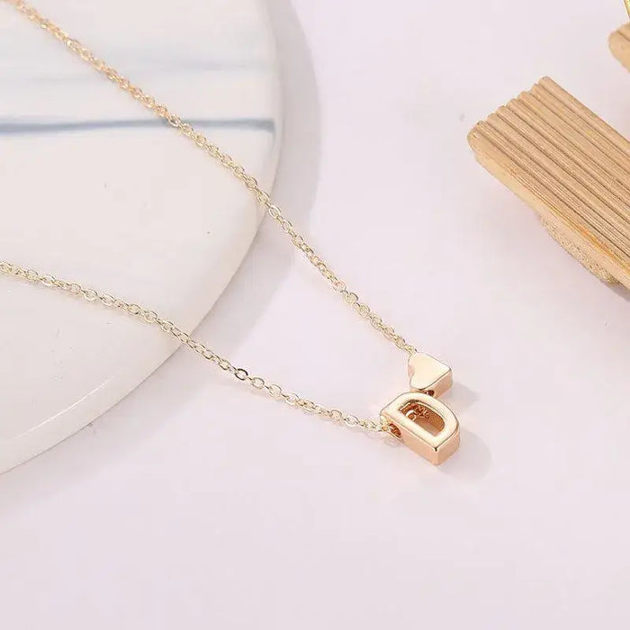 Initial Gold Necklace with Heart Charm