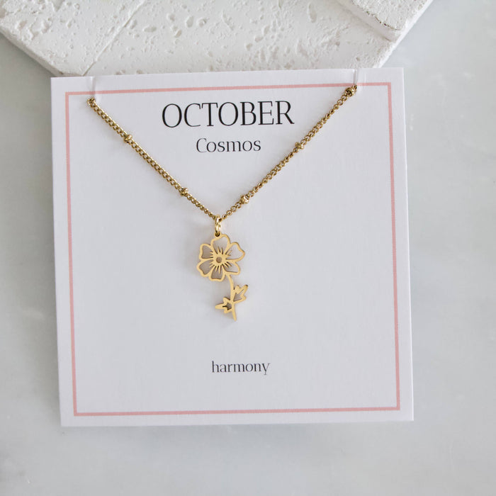 October Birth Flower Necklace: Cosmos