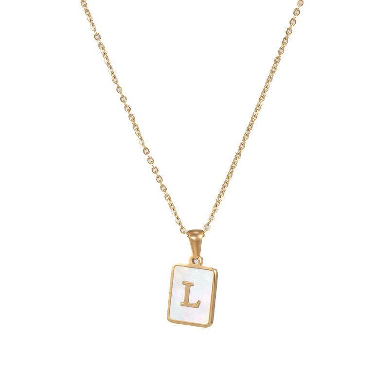 Square Initial 18K Gold-plated Stainless Steel Necklace