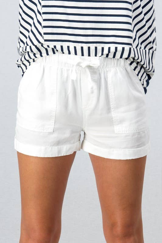 Patch Pocket Tencel Shorts in White