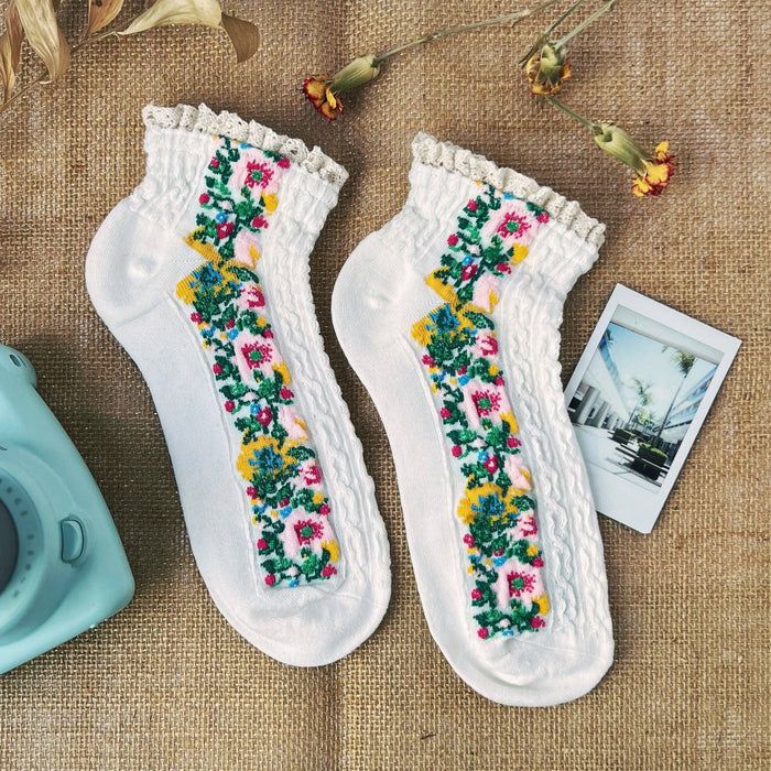 Audrey Vintage Ankle Socks in White