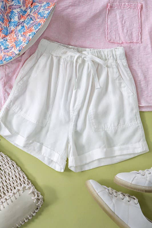 Patch Pocket Tencel Shorts in White