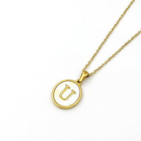 Round Initial 18K Gold-Plated Stainless Steel Necklace