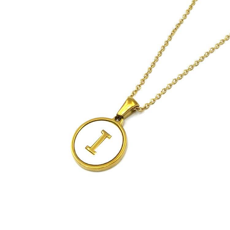 Round Initial 18K Gold-Plated Stainless Steel Necklace