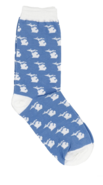 Michigan Mitten Socks in Blue/White