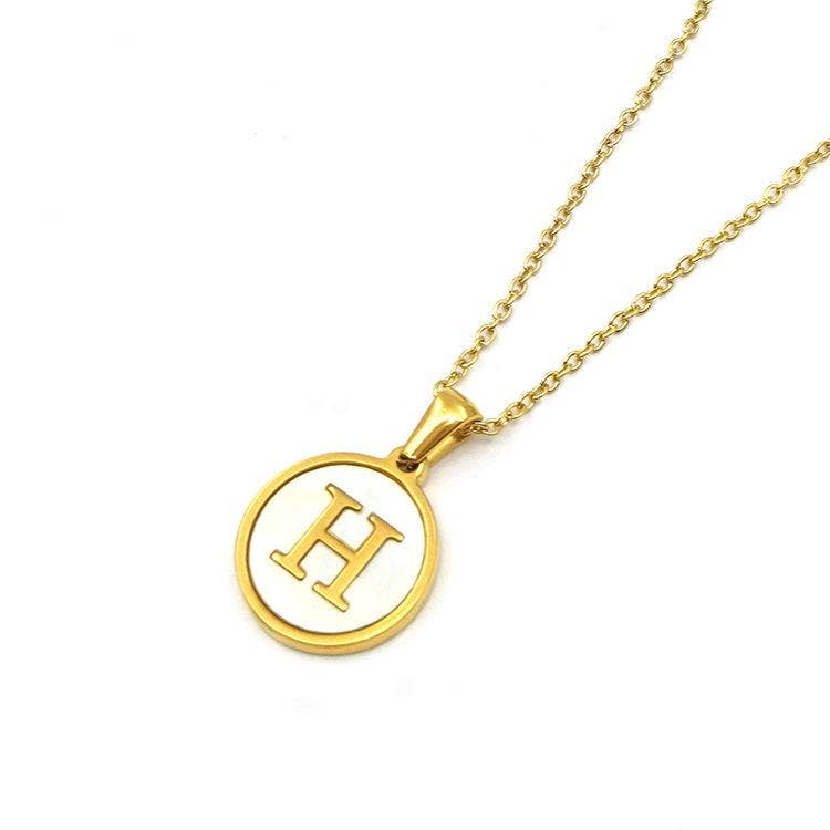 Round Initial 18K Gold-Plated Stainless Steel Necklace