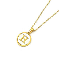 Round Initial 18K Gold-Plated Stainless Steel Necklace