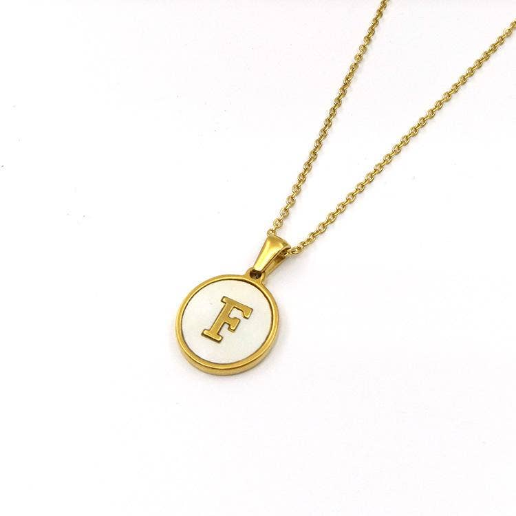 Round Initial 18K Gold-Plated Stainless Steel Necklace