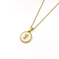 Round Initial 18K Gold-Plated Stainless Steel Necklace