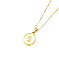 Round Initial 18K Gold-Plated Stainless Steel Necklace