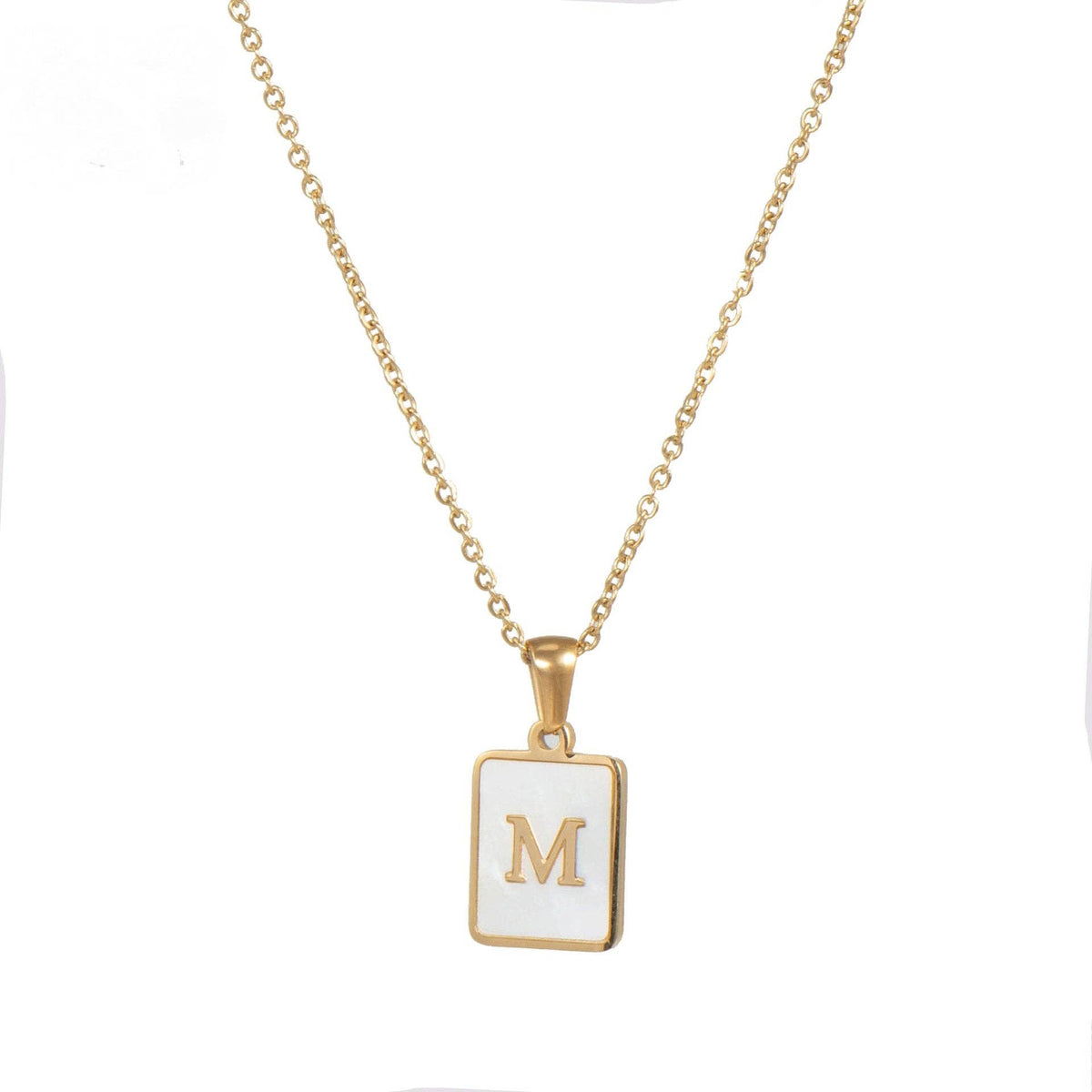 Square Initial 18K Gold-plated Stainless Steel Necklace