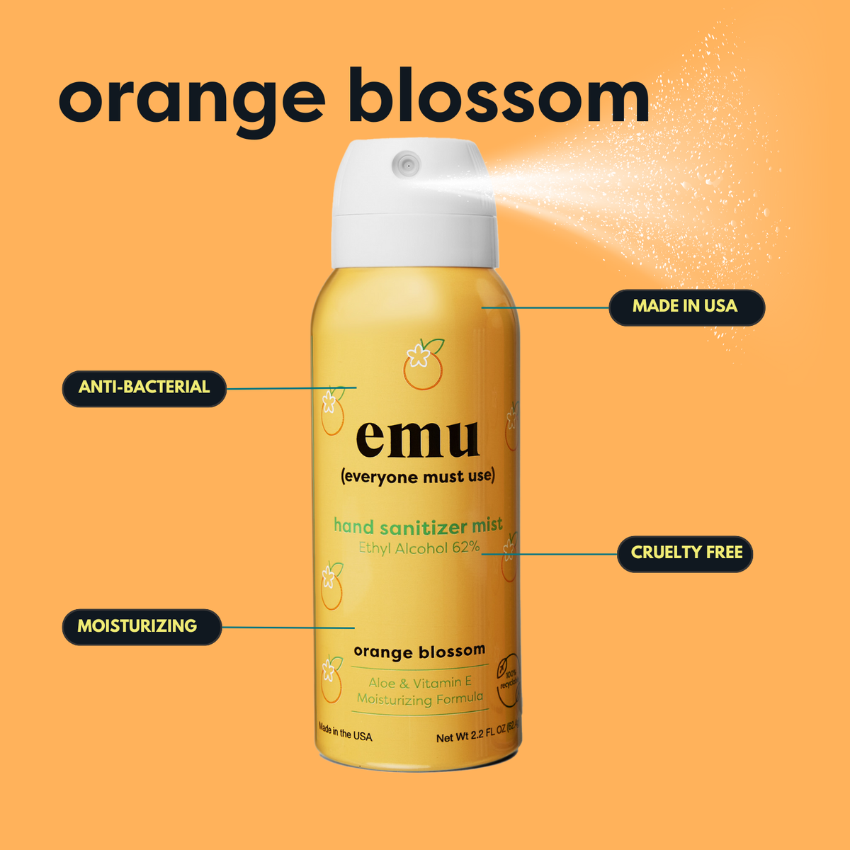 Orange Blossom Moisturizing Hand Sanitizer Mist