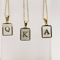 Square Initial 18K Gold-plated Stainless Steel Necklace