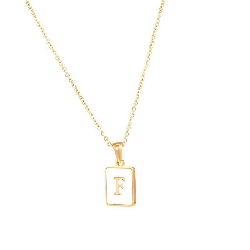 Square Initial 18K Gold-plated Stainless Steel Necklace