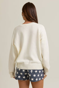 Long Sleeve Crew Neck Teddy Bear Graphic Sweater