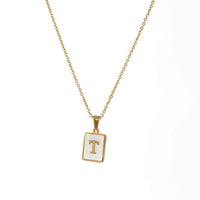 Square Initial 18K Gold-plated Stainless Steel Necklace