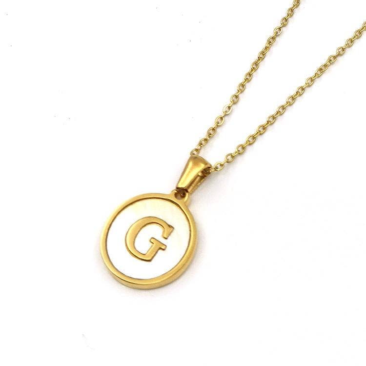 Round Initial 18K Gold-Plated Stainless Steel Necklace