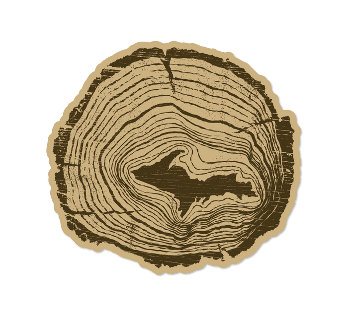 Upper Peninsula of Michigan Tree Rings Sticker