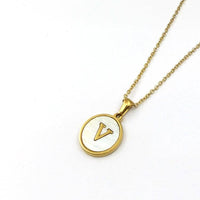 Round Initial 18K Gold-Plated Stainless Steel Necklace