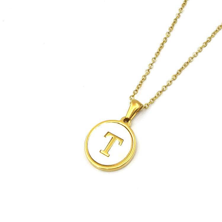 Round Initial 18K Gold-Plated Stainless Steel Necklace
