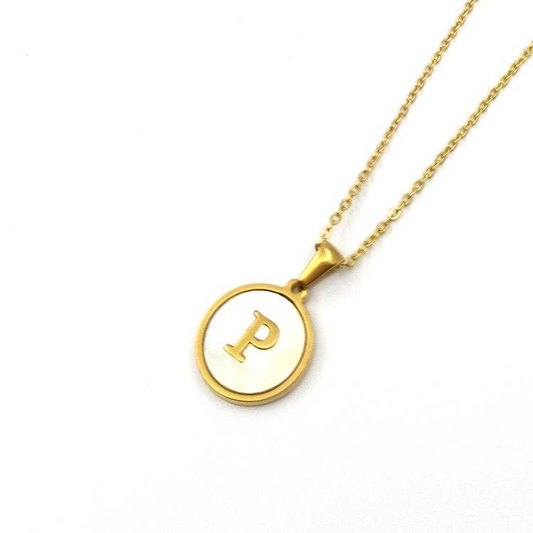 Round Initial 18K Gold-Plated Stainless Steel Necklace