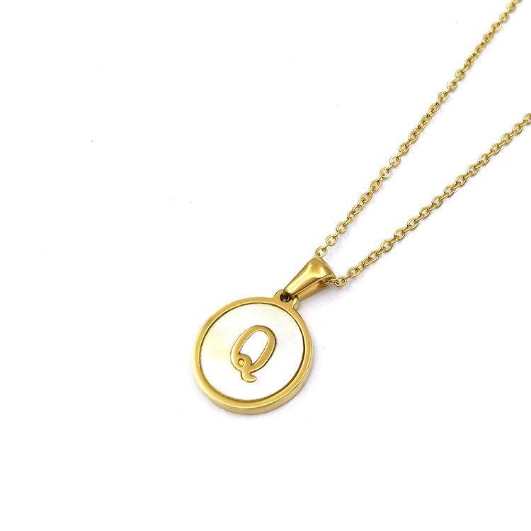 Round Initial 18K Gold-Plated Stainless Steel Necklace