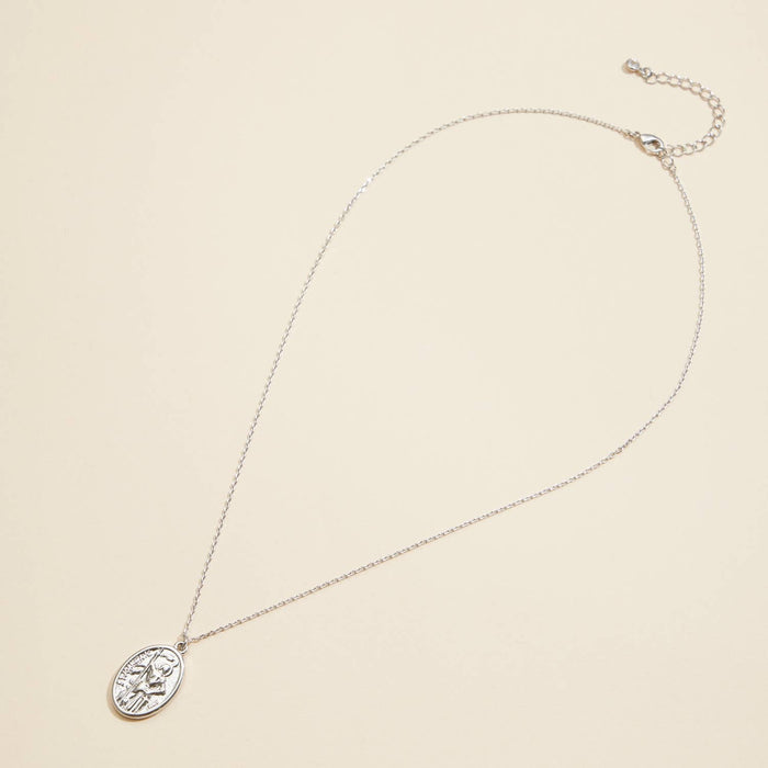 Coin Charm Short Necklace in Silver
