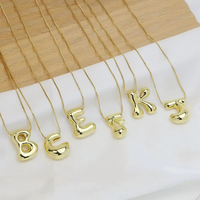 Bubble Letter Initial Necklaces