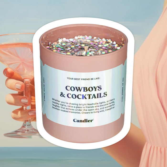 Cowboys & Cocktails Biodegradable Glitter Jar/Filled Candle