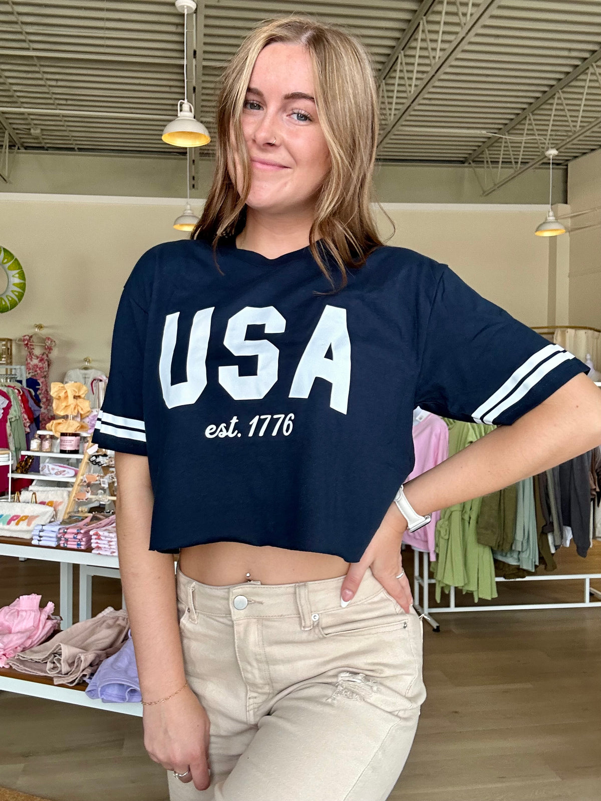 America Retro Crop Top