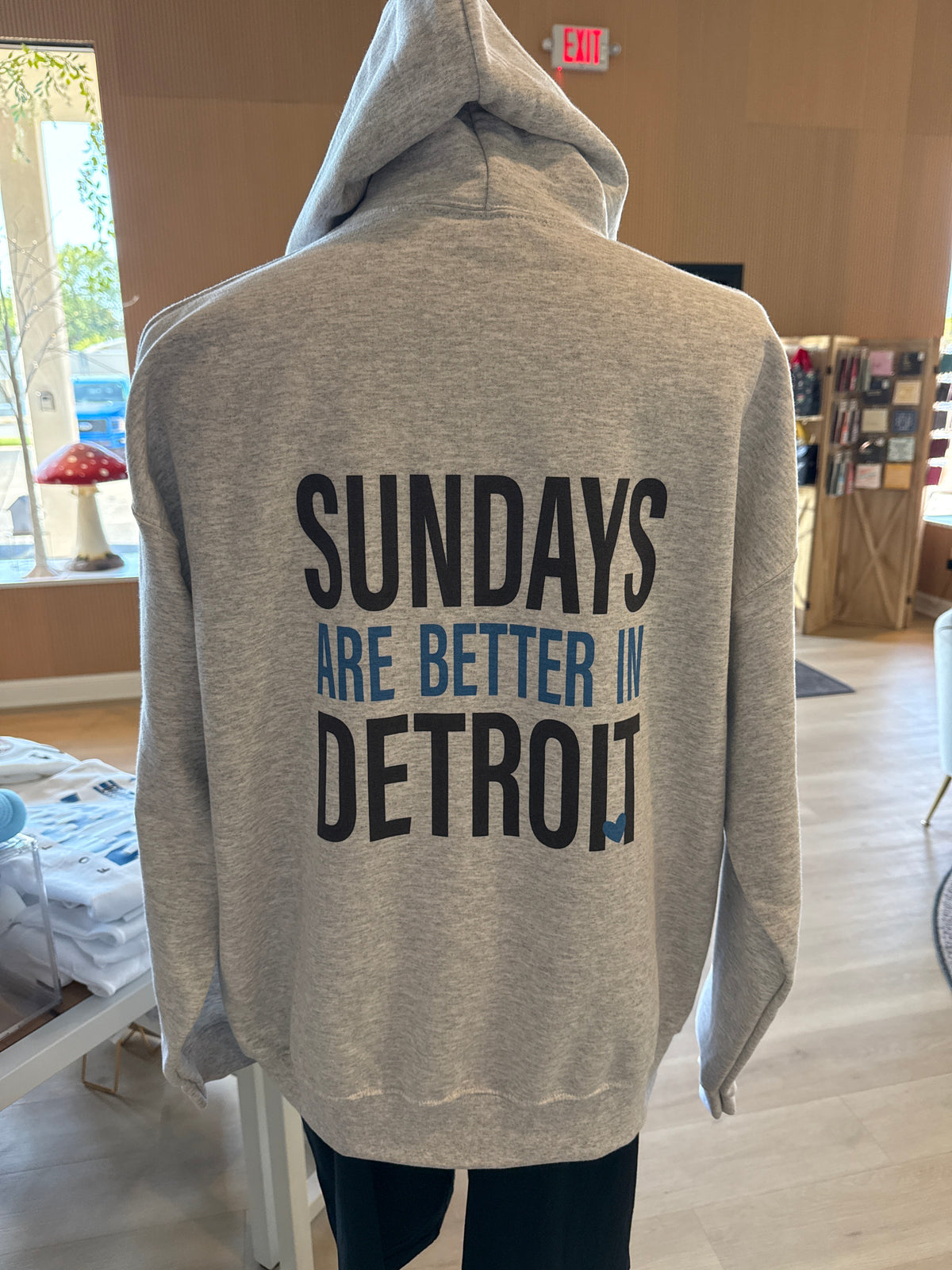 Sundays Are Better In Detroit Graphic Hoodie in Grey
