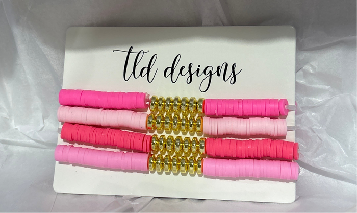 Bracelet Set in Pink & Gold