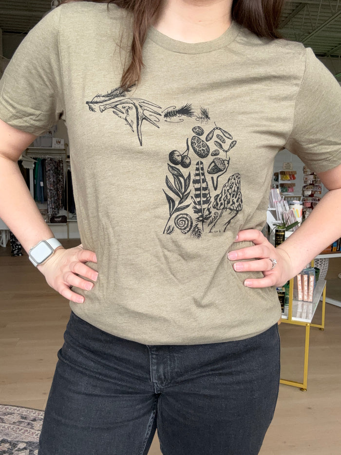 Naturally Michigan Tee in Olive