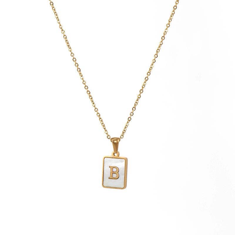 Square Initial 18K Gold-plated Stainless Steel Necklace