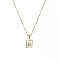 Square Initial 18K Gold-plated Stainless Steel Necklace