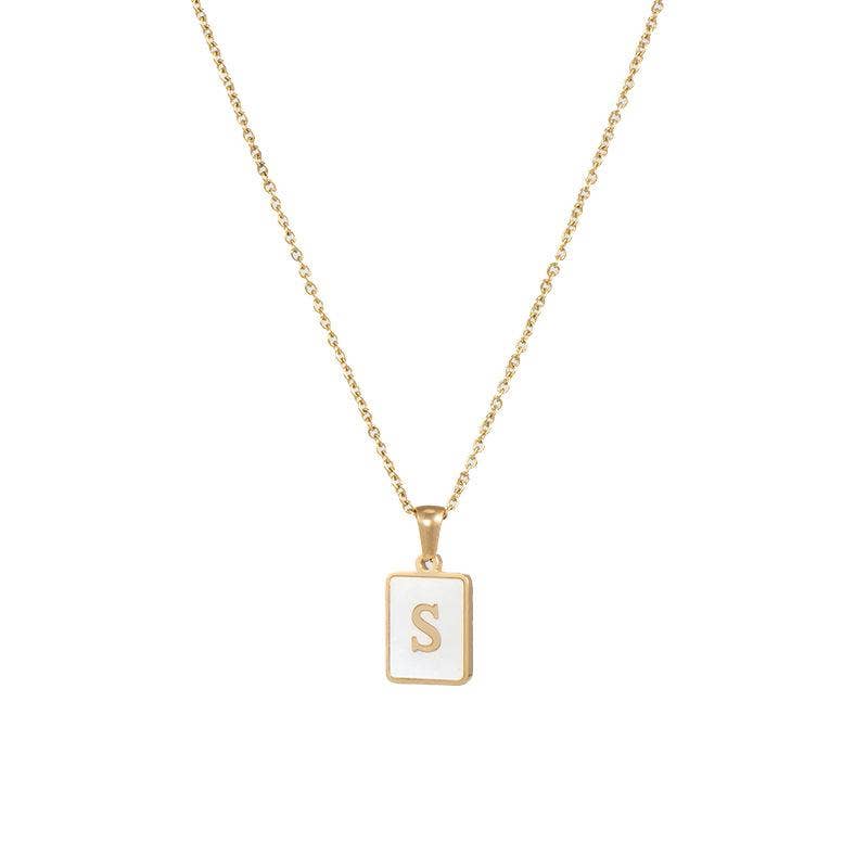 Square Initial 18K Gold-plated Stainless Steel Necklace