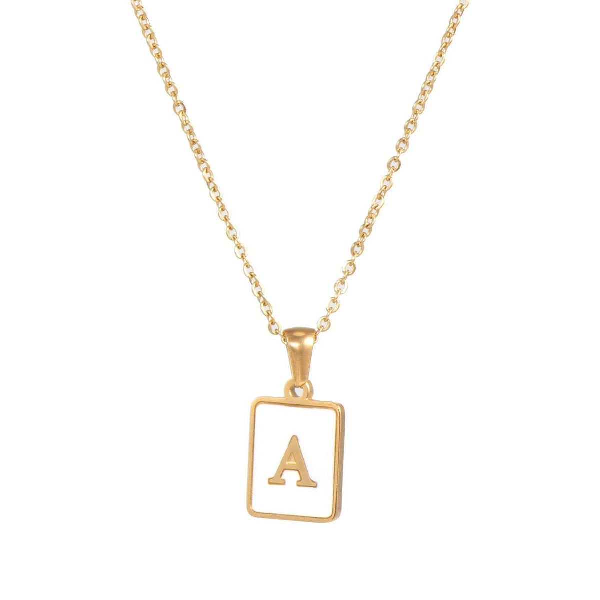 Square Initial 18K Gold-plated Stainless Steel Necklace