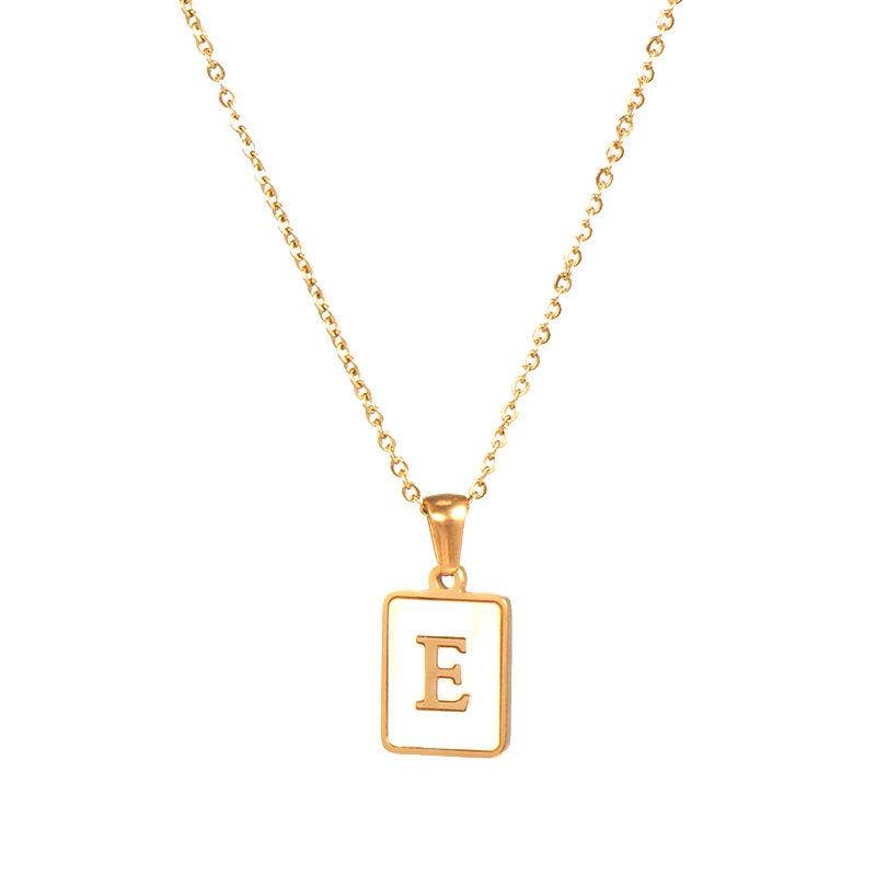 Square Initial 18K Gold-plated Stainless Steel Necklace