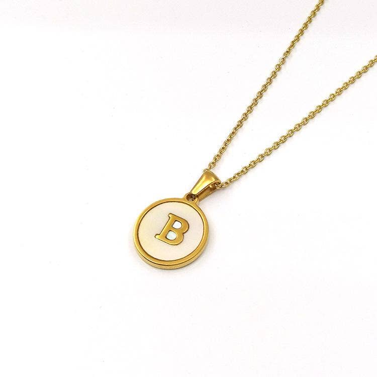 Round Initial 18K Gold-Plated Stainless Steel Necklace