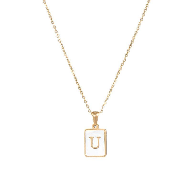 Square Initial 18K Gold-plated Stainless Steel Necklace