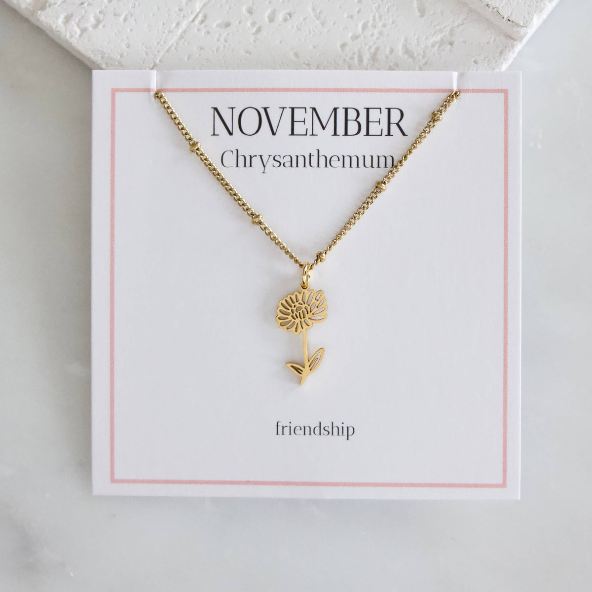 November Birth Flower Necklace: Chrysanthemum